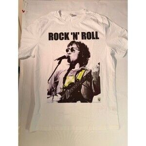 Vintage 1985 John Lennon White L 100% Cotton Rock N Roll Graphic Tee